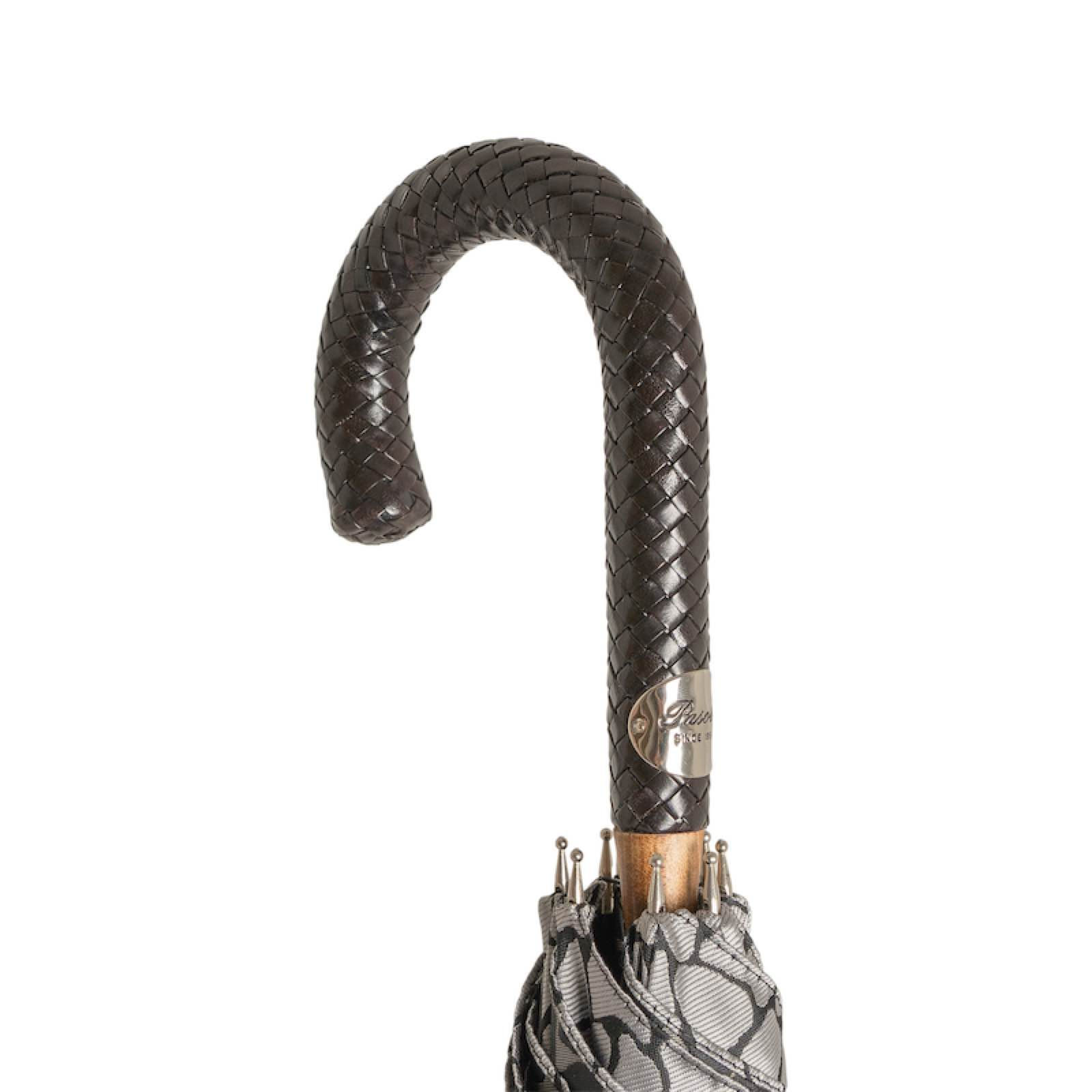 Braided Leather Umbrella – Handmade Italian Rain Umbrella With Water Repellent Canopy