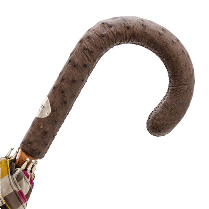 Gentleman's Umbrella - Striped Luxury Umbrella with Ostrich Leather Handle