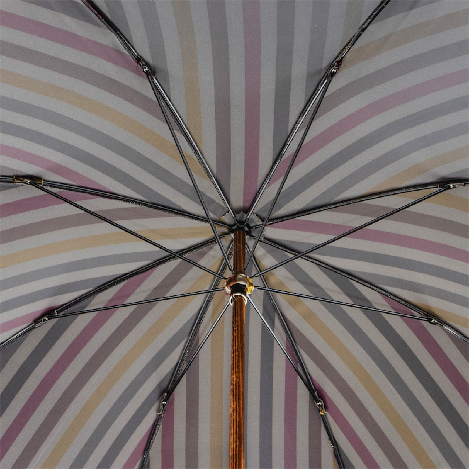Gentleman's Umbrella - Striped Luxury Umbrella with Ostrich Leather Handle