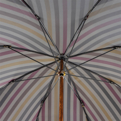Gentleman's Umbrella - Striped Luxury Umbrella with Ostrich Leather Handle