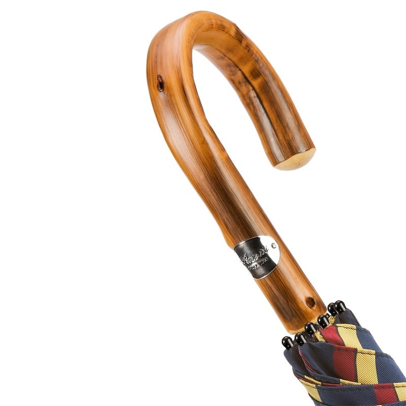 Large Striped Umbrella – Handmade Italian Chestnut Handle With Water Repellent Canopy