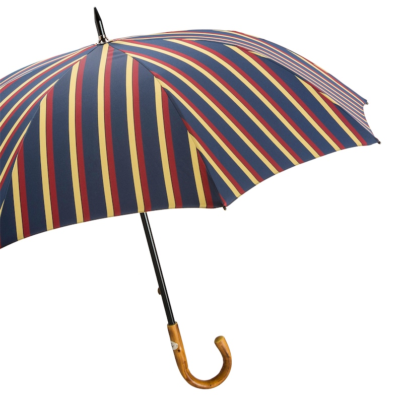Large Striped Umbrella – Handmade Italian Chestnut Handle With Water Repellent Canopy