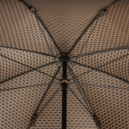Geometric Jacquard Umbrella – Handmade Italian Chestnut Handle, Manual Open
