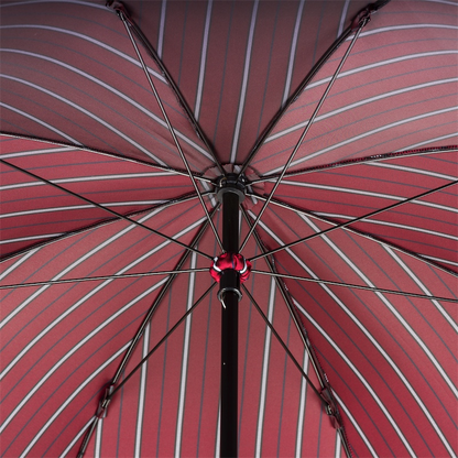 Large Striped Umbrella – Handmade Italian Rain Gear with Leather Handle