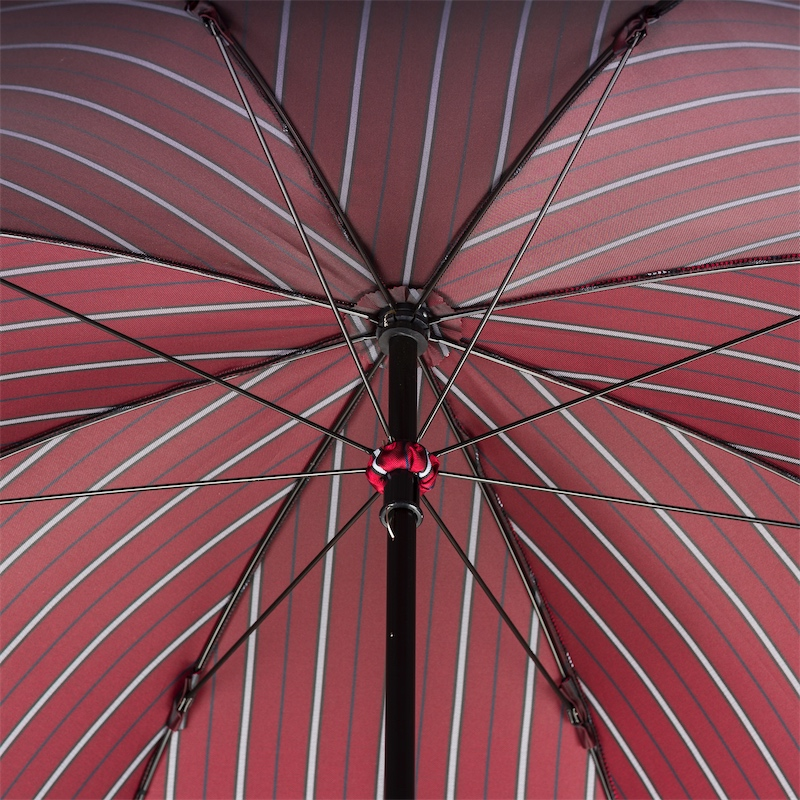 Large Striped Umbrella – Handmade Italian Rain Gear with Leather Handle
