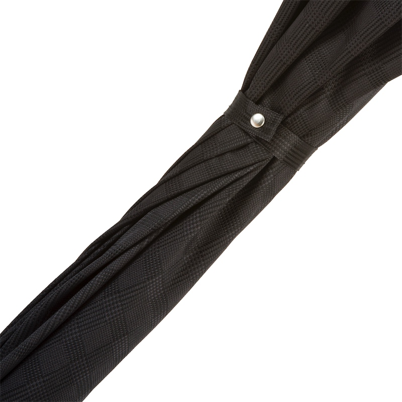 Extra Wide Canopy Umbrella - Chestnut Handle Black Handmade Italian Rain Gear