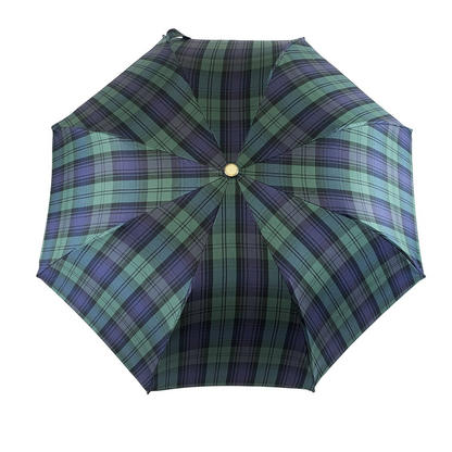 Tartan Folding Umbrella – Men’s Folding Umbrella with Bamboo Handle & Steel Ribs