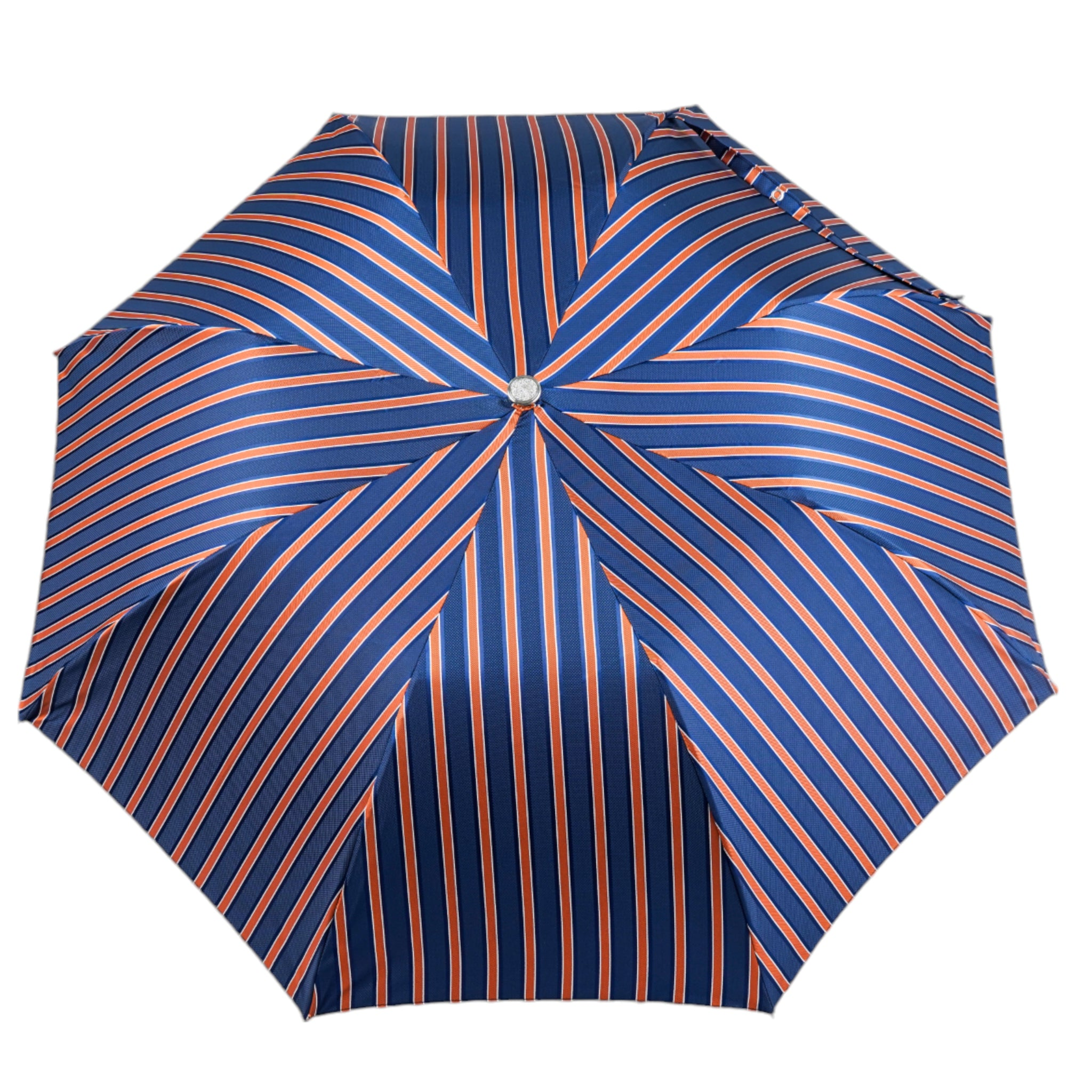 Foldable Striped Umbrella – Handmade Italian Bamboo Handle | Classic Folding Men’s Rain Gear