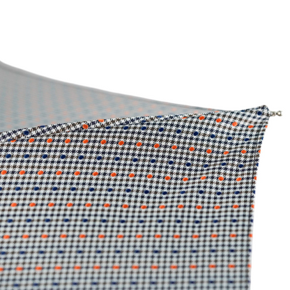 Polka Dot Folding Umbrella – Men's Classic Folding Umbrella with Hand-Curved Bamboo Handle