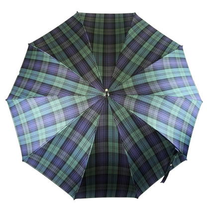 Ilmarchesato men's sporty tartan umbrella featuring a stylish chestnut root handle.
