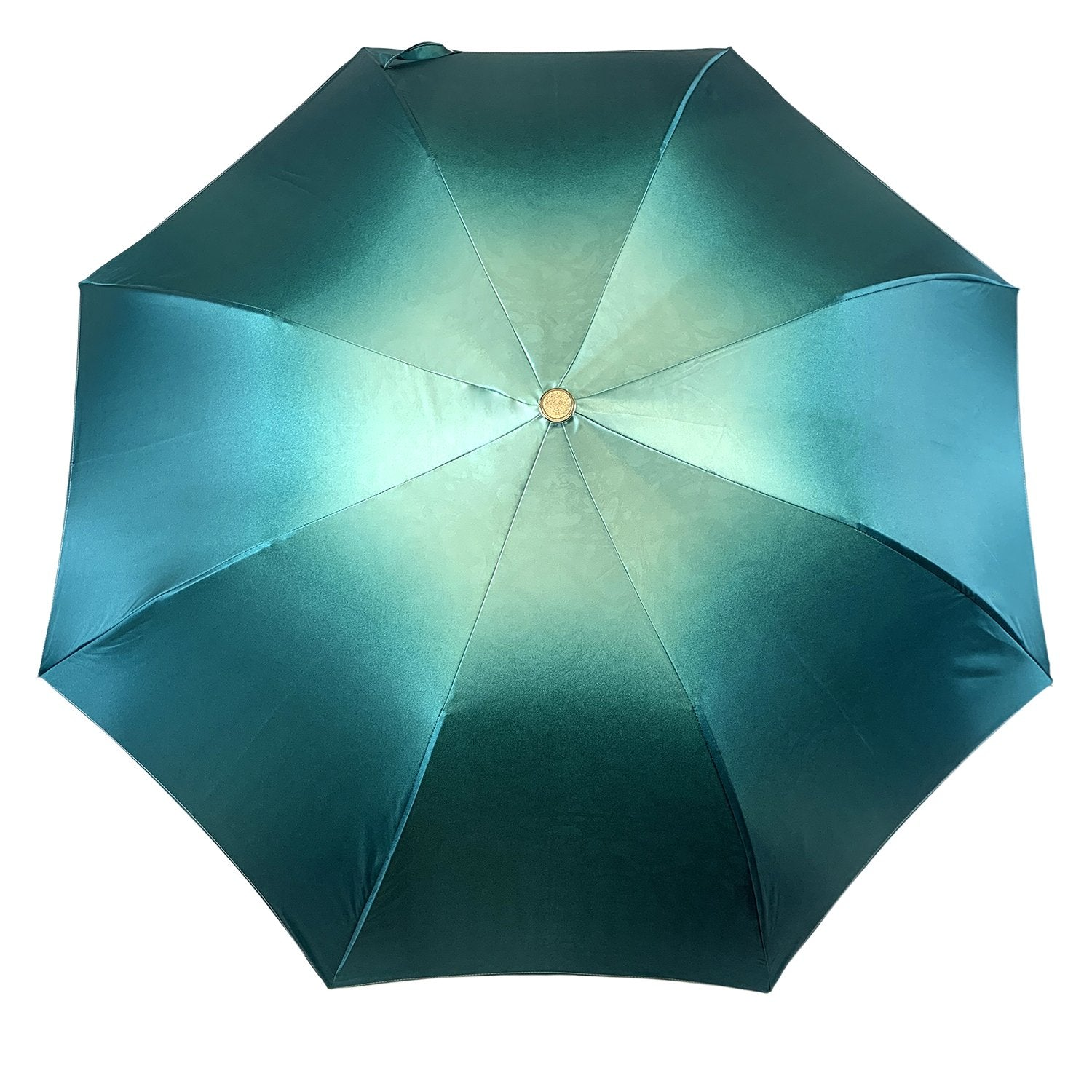 Deluxe Baroque Umbrella – Turquoise Double Canopy with Emerald Crystal Handle