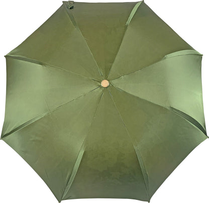 Luxury Floral Umbrella – Olive Green Double Canopy With Gold Crystal Handle