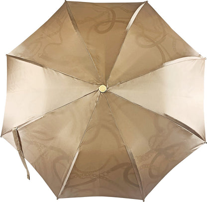 Cream Folding Umbrella – Deluxe Women’s Rain Accessory with Enamelled Dog Handle