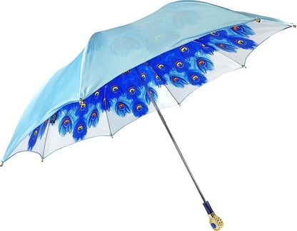 Folding Umbrella Women – Luxury Peacock Design with Sapphire Crystal Handle