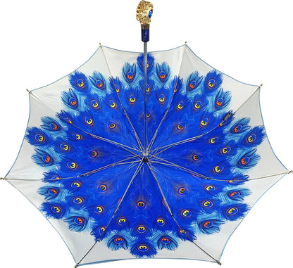 Folding Umbrella Women – Luxury Peacock Design with Sapphire Crystal Handle