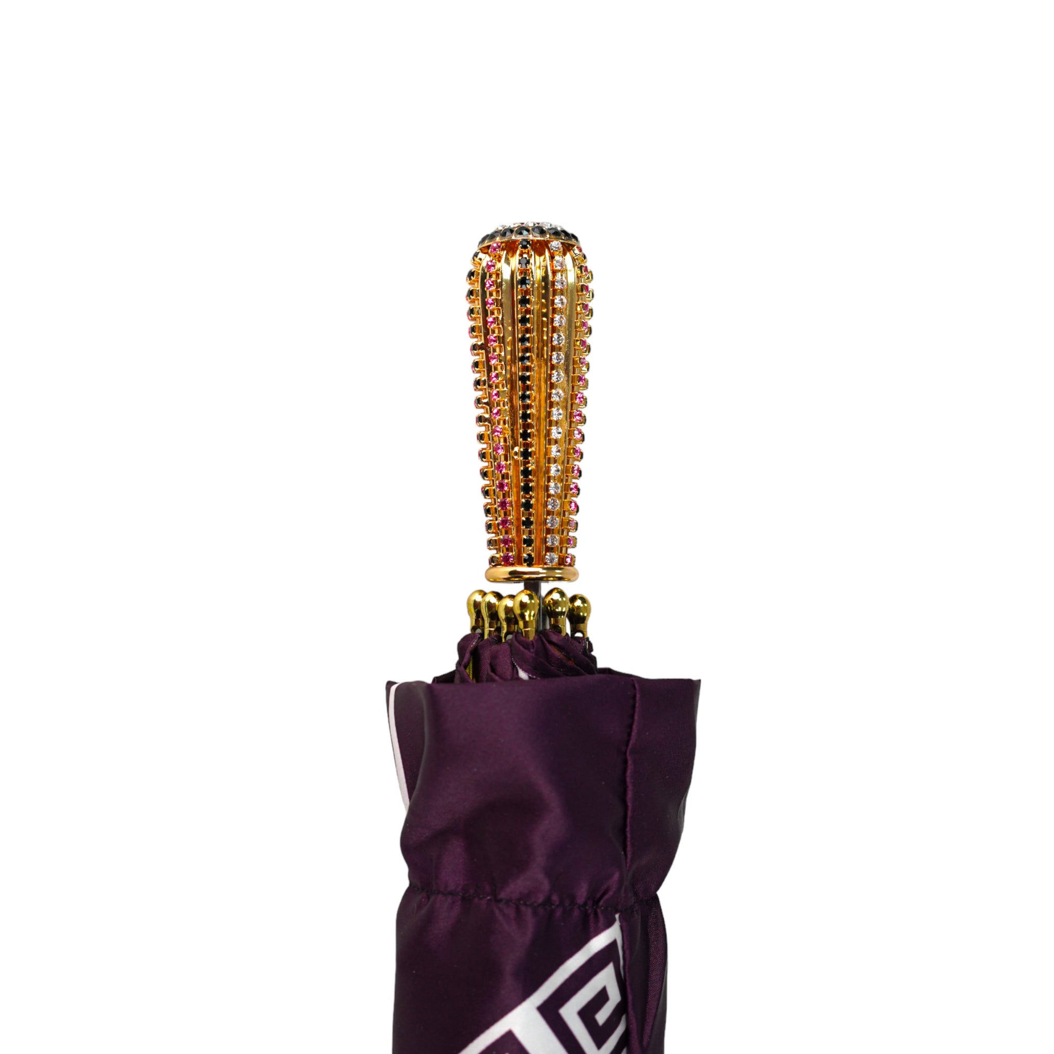 Women's Gold Umbrella – Premium Folding Rain Umbrella with 24K Gold Handle & Crystals