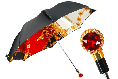 Deluxe Women's Umbrella – Stylish Black Folding Rain Umbrella with Crystal Handle