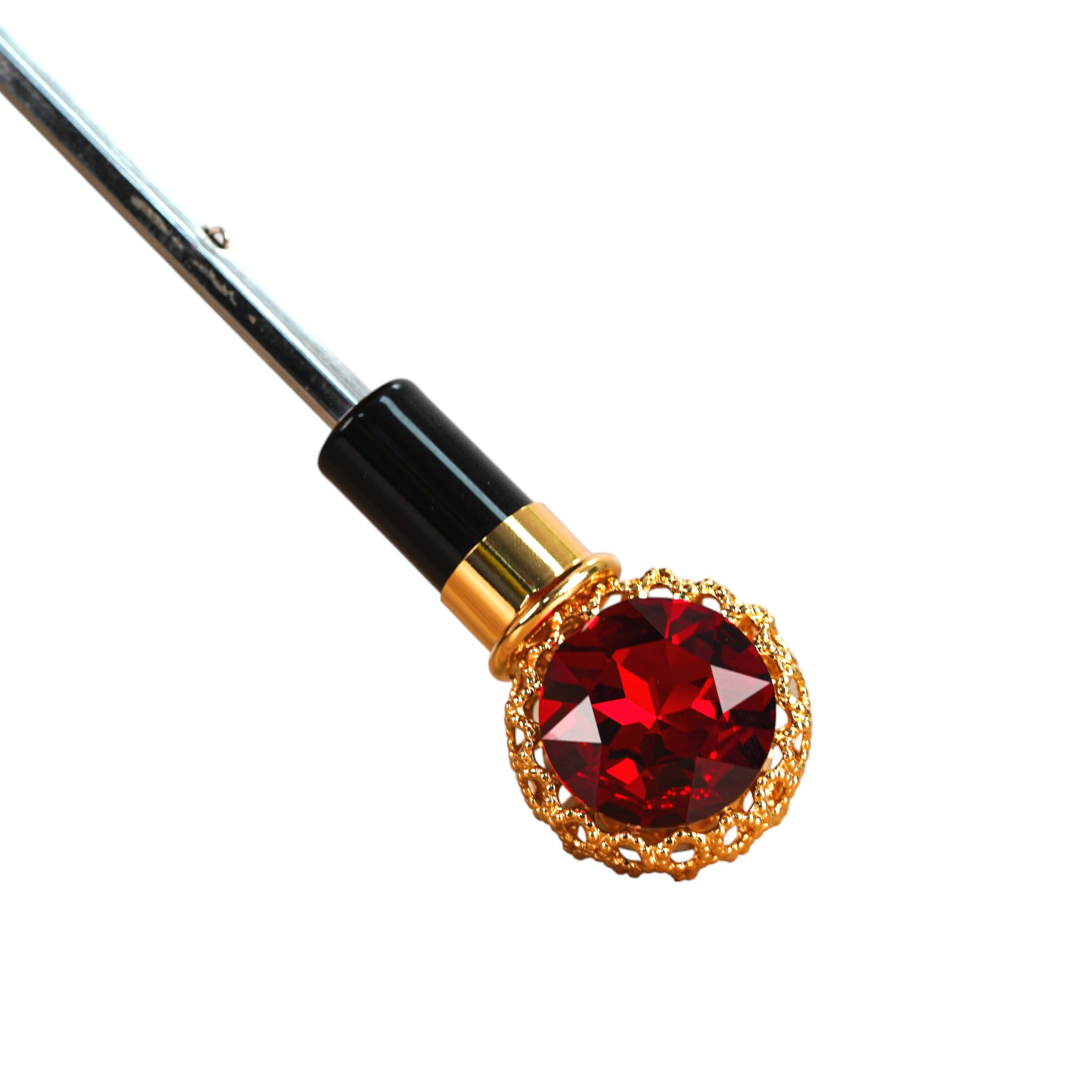 Deluxe Women's Umbrella – Stylish Black Folding Rain Umbrella with Crystal Handle