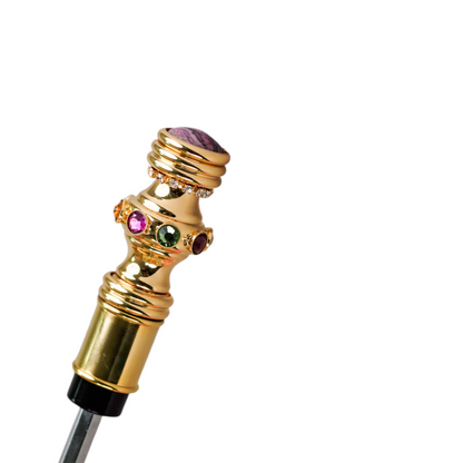 Italian Luxury Umbrella – Gold-Plated Handle | Double Canopy Folding Rain Umbrella