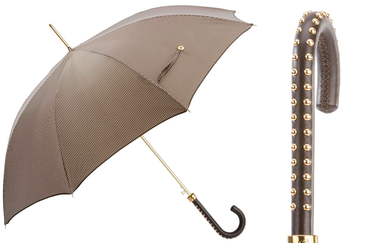 Luxury Umbrella – Handmade Italian Rain Gear with Studded Leather Handle
