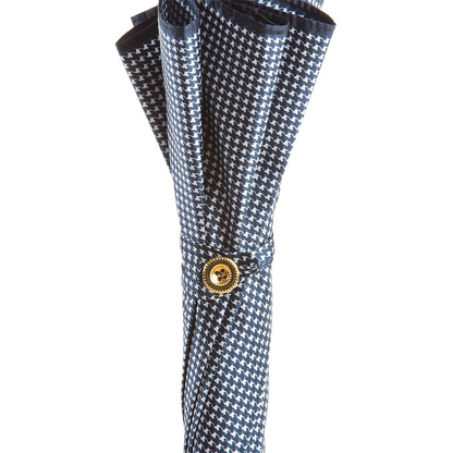 Navy Luxury Umbrella – Automatic Opening, Leather Handle, Handmade Italian Gift Box