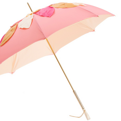 Pink Swarovski Umbrella – Handmade Italian Manual Rain Umbrella with Crystal Handle