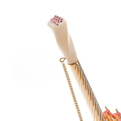 Pink Swarovski Umbrella – Handmade Italian Manual Rain Umbrella with Crystal Handle