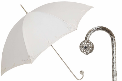 Bridal Jeweled Umbrella – Luxury Manual Opening With Jeweled Brass Handle