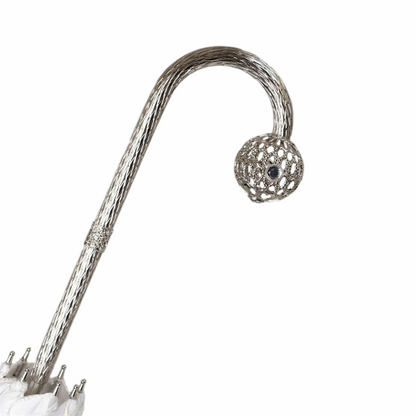 Bridal Jeweled Umbrella – Luxury Manual Opening With Jeweled Brass Handle