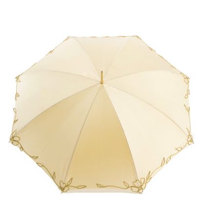 Ivory Decorated Umbrella – Brass Handle, Manual Opening, Double Cloth Canopy