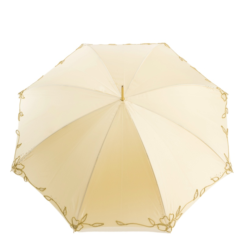 Ivory Decorated Umbrella – Brass Handle, Manual Opening, Double Cloth Canopy