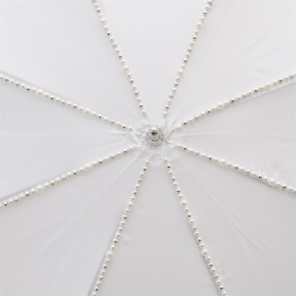 Wedding Umbrella – Elegant Double Cloth Canopy with White Pearls & Jeweled Brass Handle
