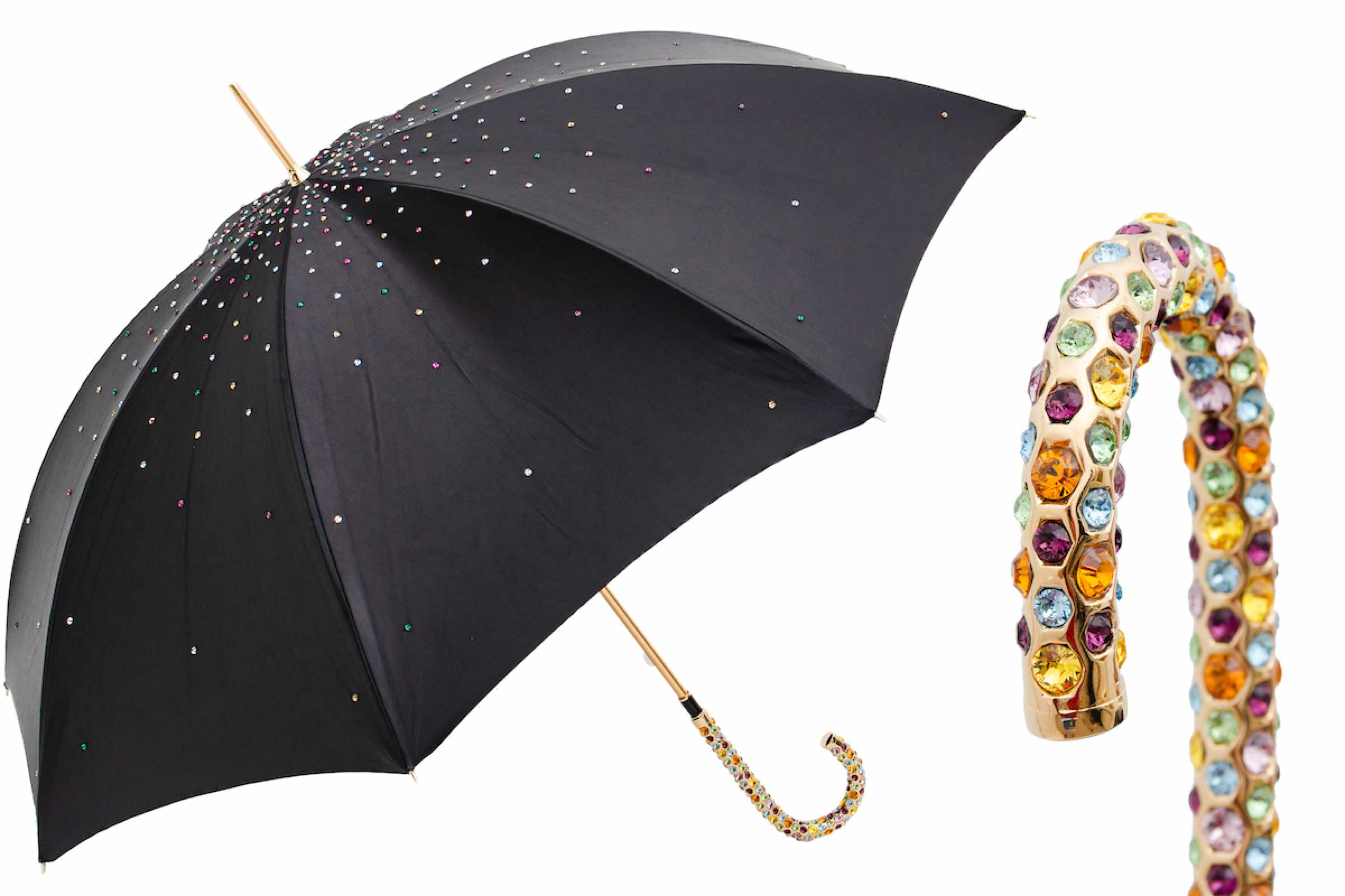 Luxury Umbrella – Swarovski Crystal Designer Rain Umbrella With Brass Handle