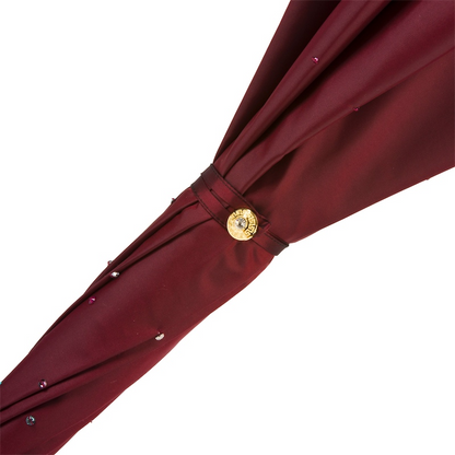 Designer Burgundy Umbrella - Double Cloth Rain Umbrella Luxury With Swarovski Crystals