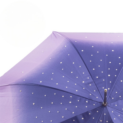 Swarovski Umbrella – Purple Gem Handle Double Cloth Canopy, Handmade Italian Luxury