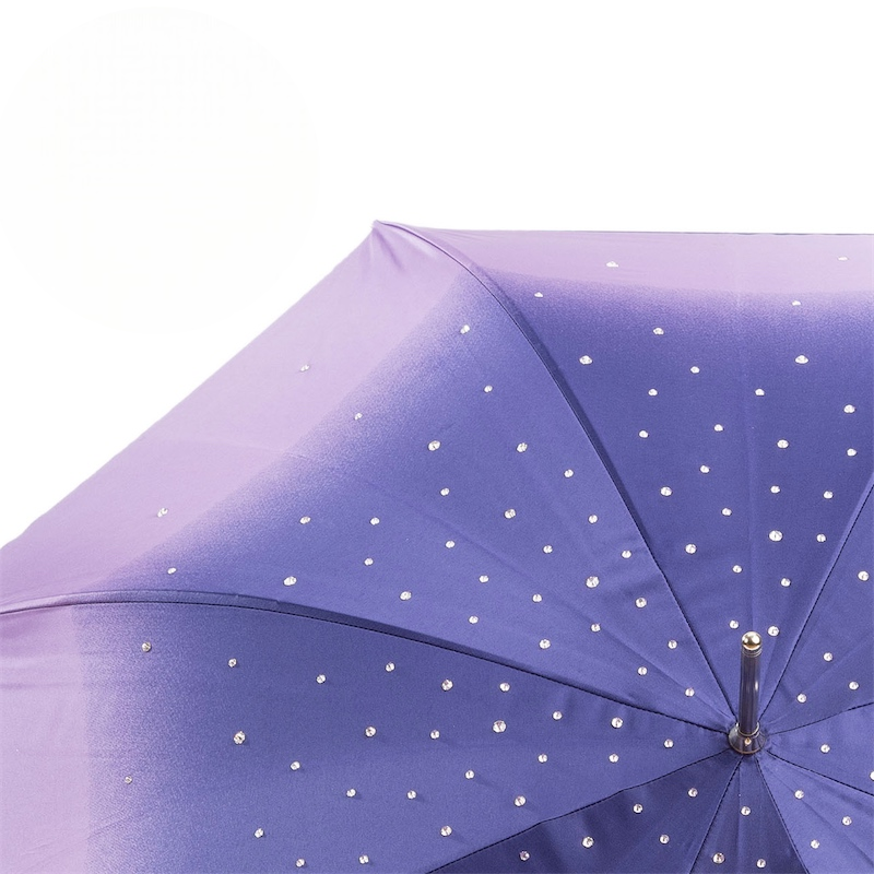 Swarovski Umbrella – Purple Gem Handle Double Cloth Canopy, Handmade Italian Luxury