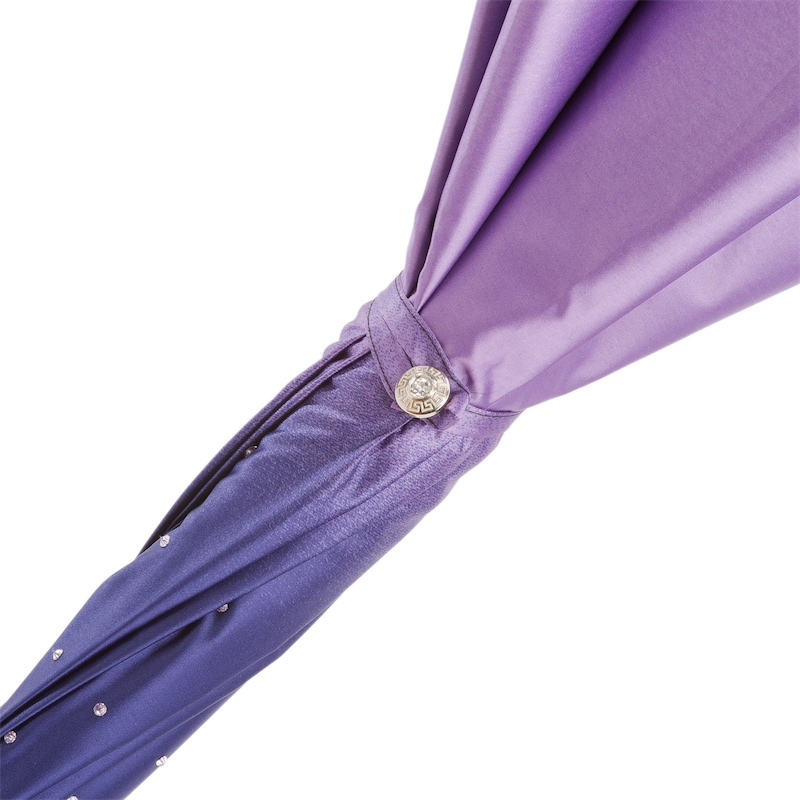 Swarovski Umbrella – Purple Gem Handle Double Cloth Canopy, Handmade Italian Luxury