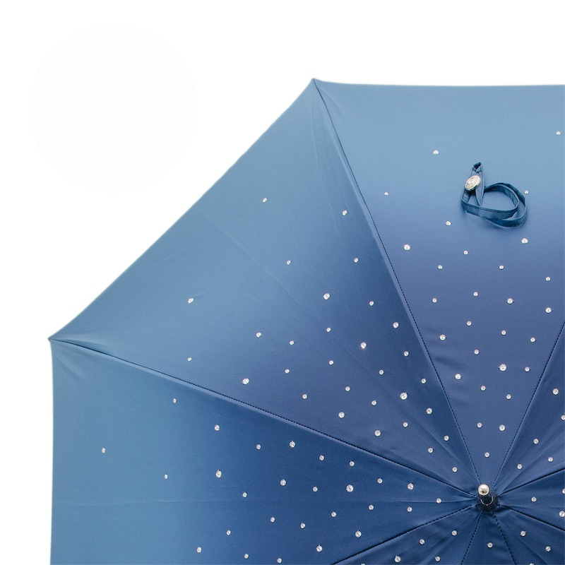 Blue Swarovski Umbrella – Manual Open Umbrella with Blue Gem Handle & Double Cloth Canopy
