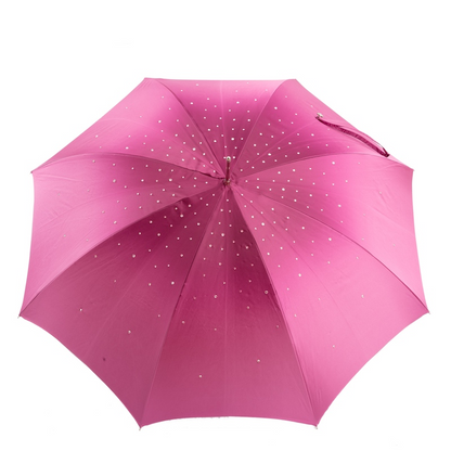 Pink Swarovski Umbrella – Luxury Handmade Italian Rain Umbrella with Elegant Acetate Handle