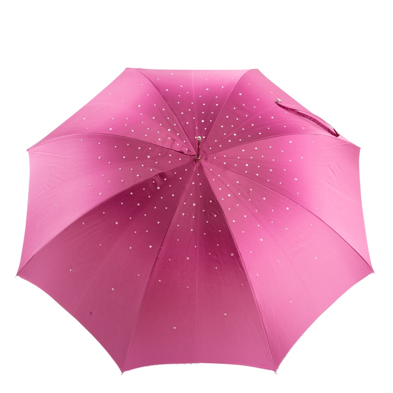 Pink Swarovski Umbrella – Luxury Handmade Italian Rain Umbrella with Elegant Acetate Handle