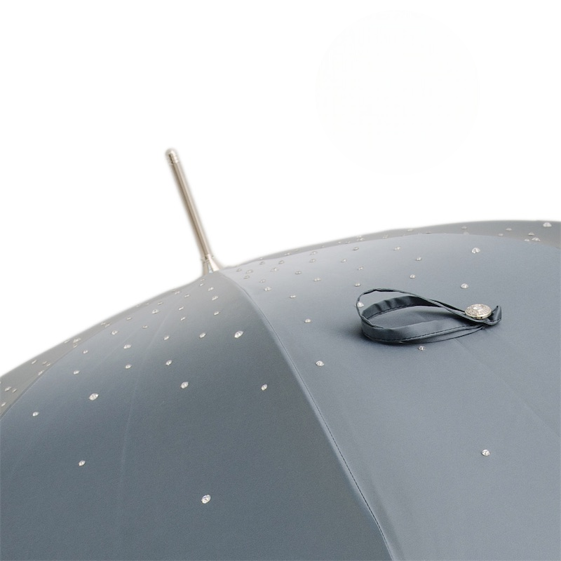 Swarovski Crystal Umbrella – Grey Double Cloth Luxury Rain Protection Canopy
