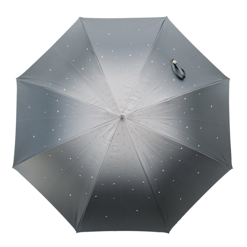 Swarovski Crystal Umbrella – Grey Double Cloth Luxury Rain Protection Canopy