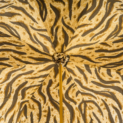 Luxury Double Cloth Umbrella – Handcrafted Italian Rain Shield with Tiger-Striped Canopy