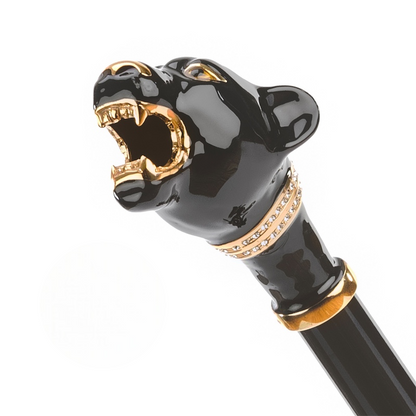 Black Panther Umbrella – Manual Rain Umbrella with Enameled Brass Handle & Double Cloth Canopy