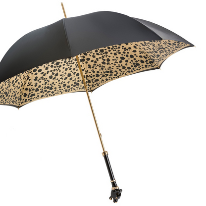 Black Panther Umbrella – Manual Rain Umbrella with Enameled Brass Handle & Double Cloth Canopy
