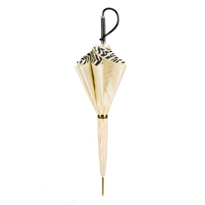 Ivory Double Cloth Umbrella – Handmade Italian Design with Zebra Interior