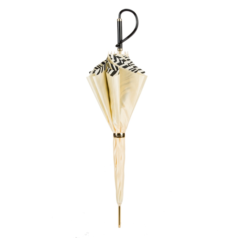 Ivory Double Cloth Umbrella – Handmade Italian Design with Zebra Interior