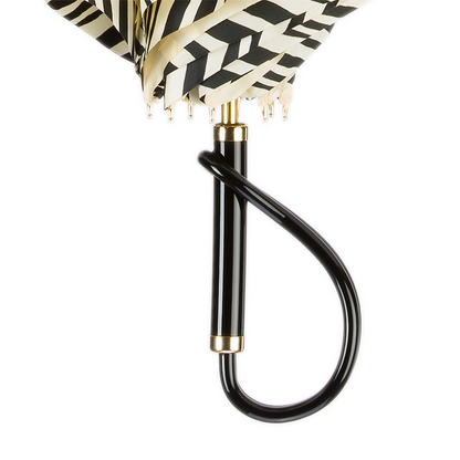Ivory Double Cloth Umbrella – Handmade Italian Design with Zebra Interior