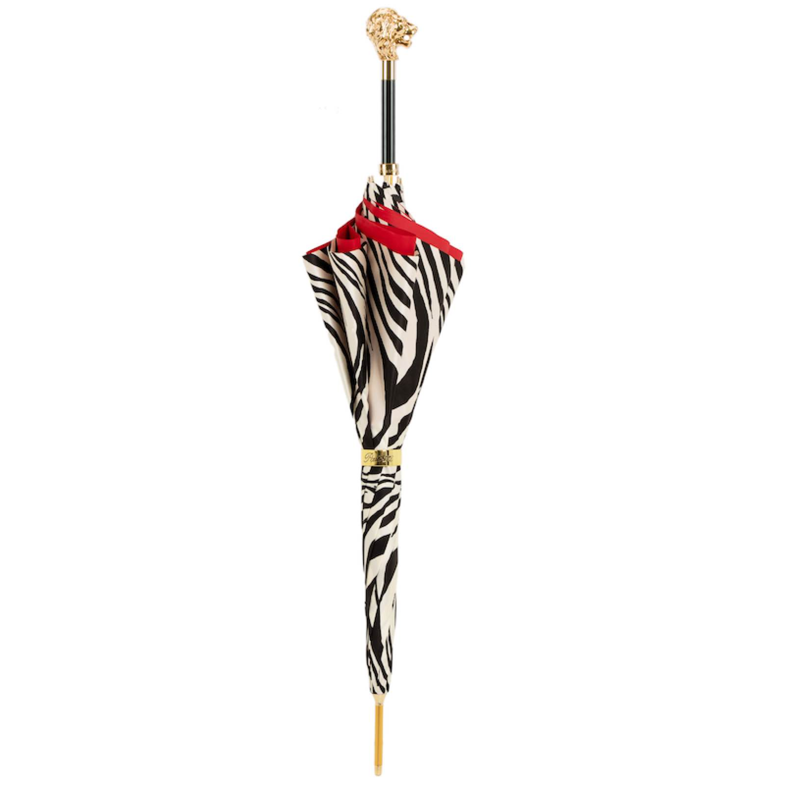Zebra Lion Umbrella – Handmade Italian Rain Umbrella With Lion Handle Design