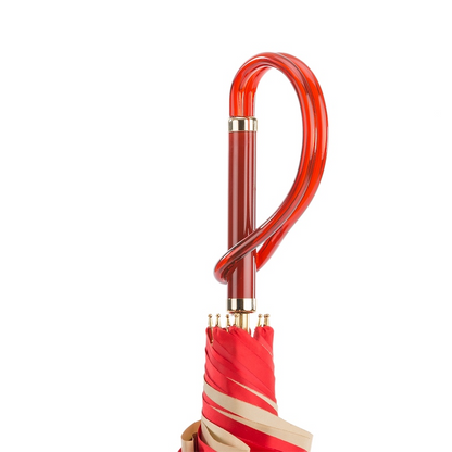 Luxury Red Umbrella – Handmade Italian Double Cloth Canopy With Acetate Handle